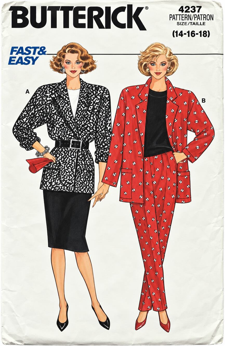 Butterick 4237 Loose Fit Unlined Jacket, Elastic Skirt & Pull-on Pants 14-16-18